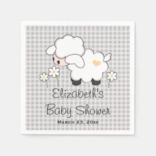 Graue und gelbe Lamm-Geschlechts-Person-Babyparty Serviette