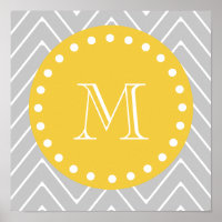 Graue und gelbe moderne Zickzack Monogramm