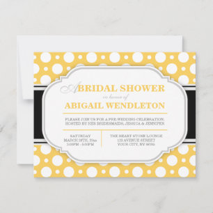 Graue und gelbe Polka Dot Bridal Dusche Einladunge Einladung