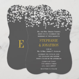 Graue und gelbe romantische Abend-Hochzeit Einladung