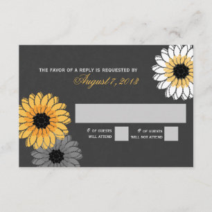 Graue und gelbe Schiefergelenke und Blume Ansprech RSVP Karte