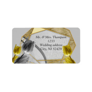 Graue und gelbe Tulpen mit Textur Adressaufkleber