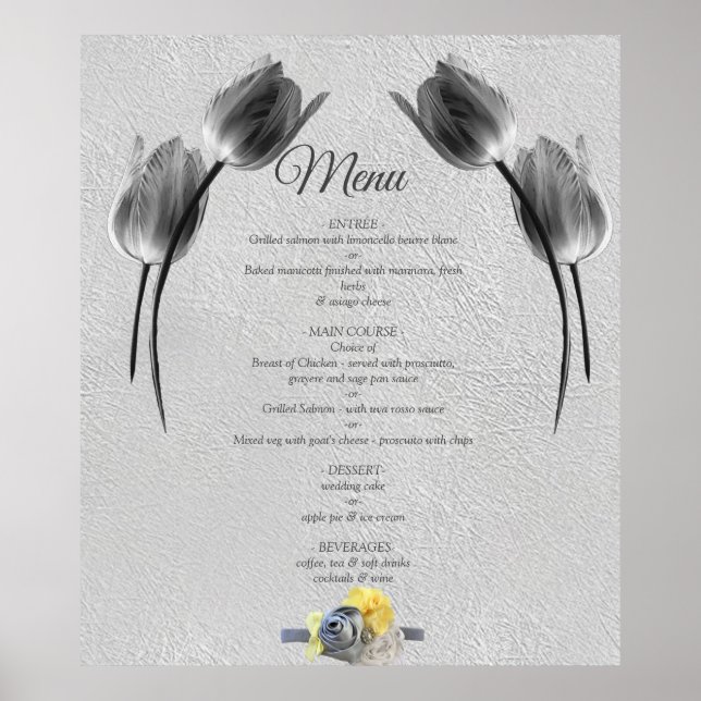 Graue und gelbe Tulpen mit Textur Poster (Vorne)