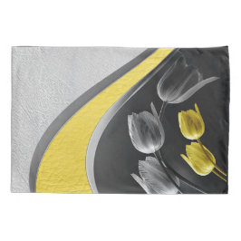 Graue und gelbe Tulpenfarben - Blume 2021 Kissenbezug