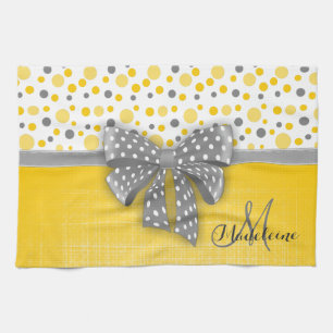 Graue und gelbe Tupfen, Grau punktierten Band Küchentuch
