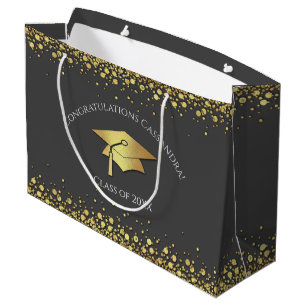 Graue und goldene Abschlussfeier Große Geschenktüte