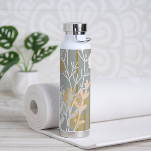 Graue und goldene abstrakte botanische minimalisti trinkflasche