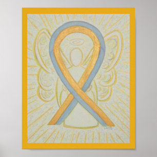 Graue und goldene Awareness-Schleife Engel Poster