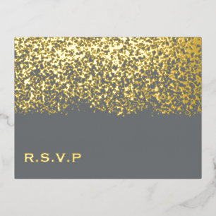 Graue und goldene Folien-Hochzeits-RSVP Folien Feiertagspostkarte