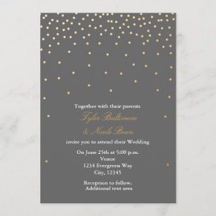 Graue und goldene Folienpunkte moderne Hochzeitsei Einladung