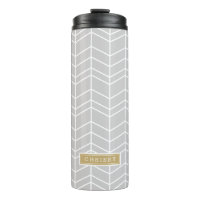 Graue und goldene Herringbone-Monogramm