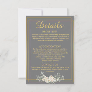 Graue und goldene Hochzeitskarte Einladung