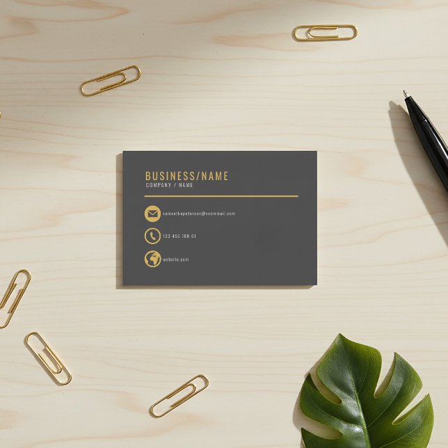 Graue und goldene Icons Visitenkarte. Visitenkarte (Gold icons modern minimal business card.)