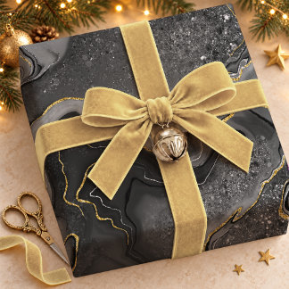 Graue und goldene Marmorgestaltung Geschenkpapier