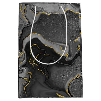 Graue und goldene Marmorgestaltung Mittlere Geschenktüte