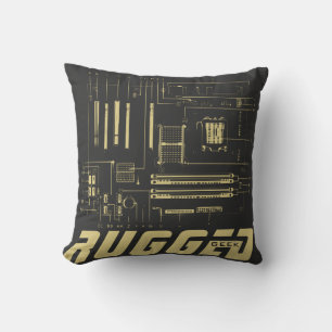 Graue und goldene RUGGED GEEK-Hauptplatine Kissen