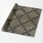 Graue und goldene Vintage Damaske Geschenkpapier<br><div class="desc">Graues und goldenes Paris Vintages Damastmuster Papier.</div>