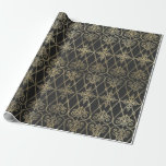 Graue und goldene Vintage Damaske Geschenkpapier<br><div class="desc">Graues und goldenes Paris Vintages Damastpapier.</div>