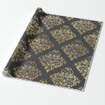Graue und goldene Vintage Damaske Geschenkpapier<br><div class="desc">Graues und goldenes Paris Vintages Damastmuster Papier.</div>