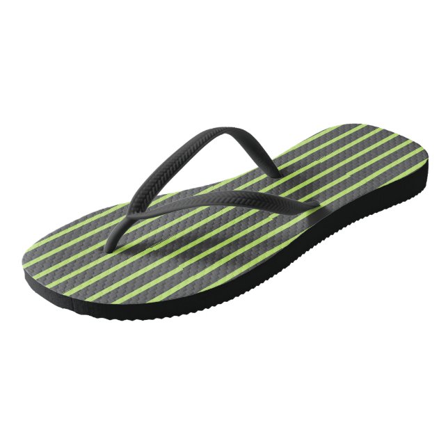 Graue und grüne Streifen Flip Flops (Schrägansicht)