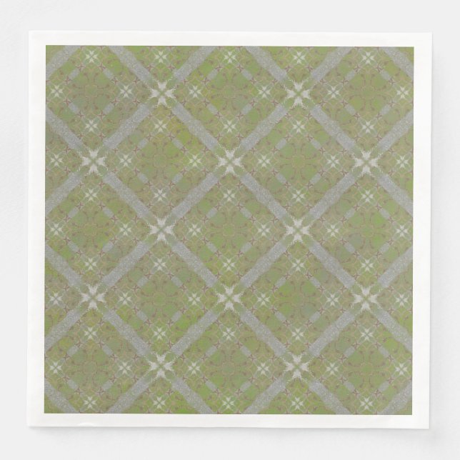 Graue und grüne Tile-Rollen Diamant-Muster Serviette (Vorderseite)