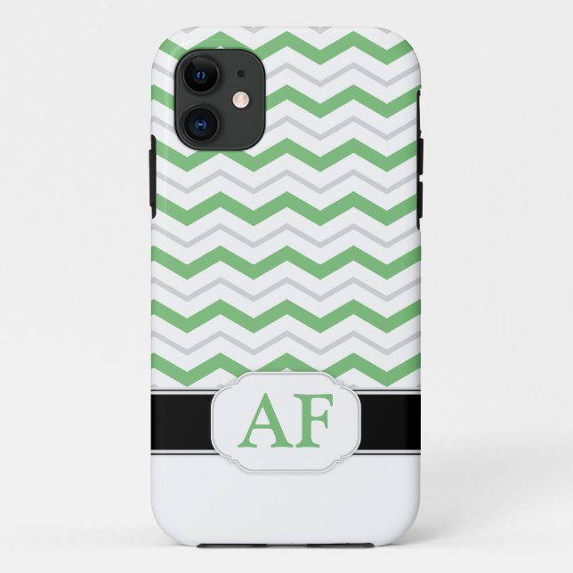 Graue und grüne Zickzack Monogram iPhone 5 Fall Case-Mate iPhone Hülle (Rückseite)