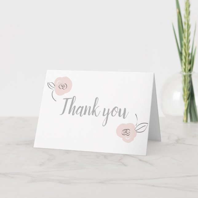 Graue und hellrosa Blume Karte (Vorderseite)