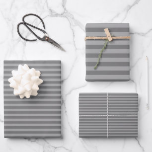 Graue und leichte graue Streifen Geschenkpapier Set