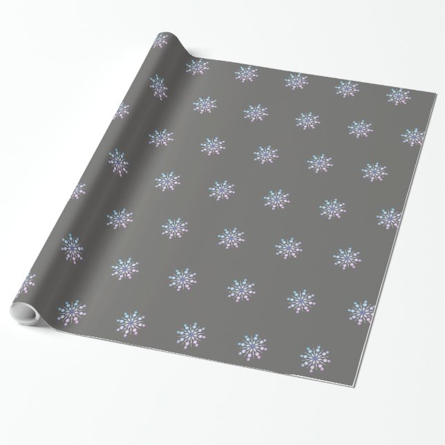 Graue und lila Schneeflocke Geschenkpapier (Ungerollt)