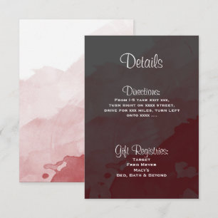 Graue und Maroon Wedding Einladung Details Karte