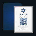 Graue und Navy Blue Bar Mitzvah QR Code UAWG Begleitkarte<br><div class="desc">Graue und Navy Blue Bar Mitzvah QR Code UAWG Enclosure Card</div>