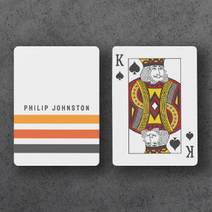 Graue und orangefarbene Retrostreifen individuelle Spielkarten