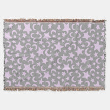 Graue und pastellfarbene Lila Sterne und Monde