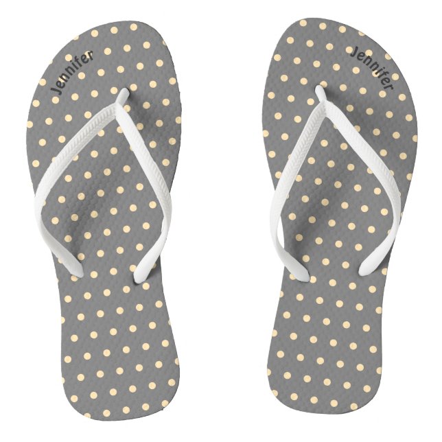Graue und pfirsichfarbene Polka-Stelle - Flip Flop (Fußbett)