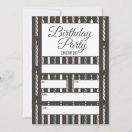 Graue und rosa Birthday Candles Einladung