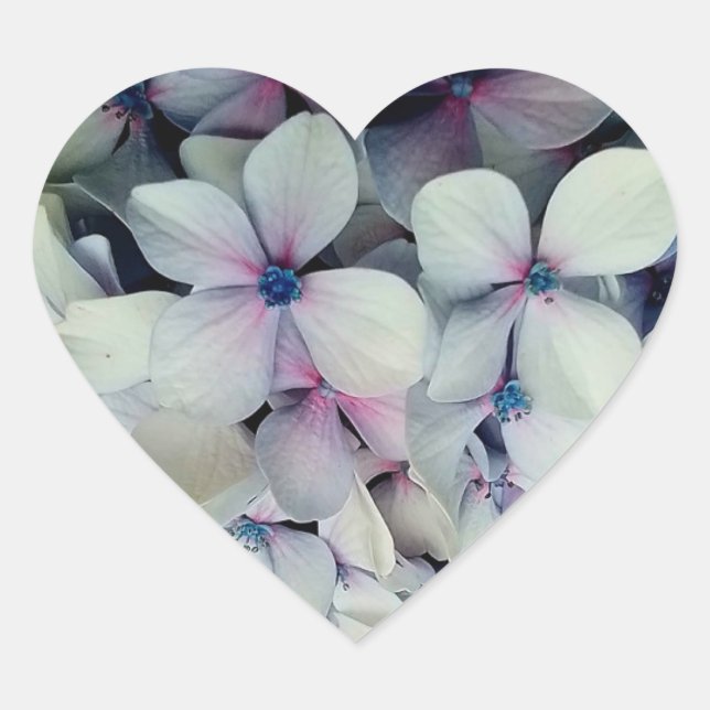 Graue und rosa Blume Herz-Aufkleber (Vorderseite)