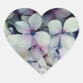 Graue und rosa Blume Herz-Aufkleber