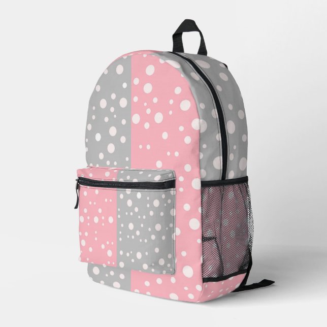 (Graue und rosa Farbe) Bester weißer Farbblock Bedruckter Rucksack (Rückseitige Ecke Rechts)