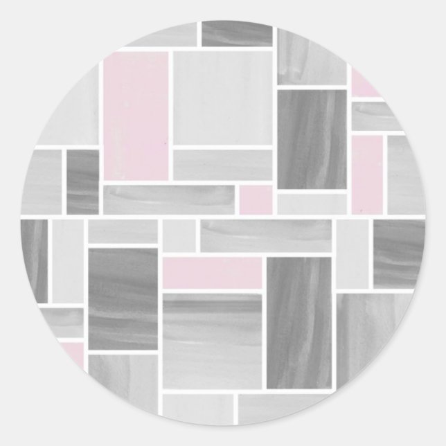 Graue und rosa gestanzte Glaskleber Runder Aufkleber (Vorderseite)