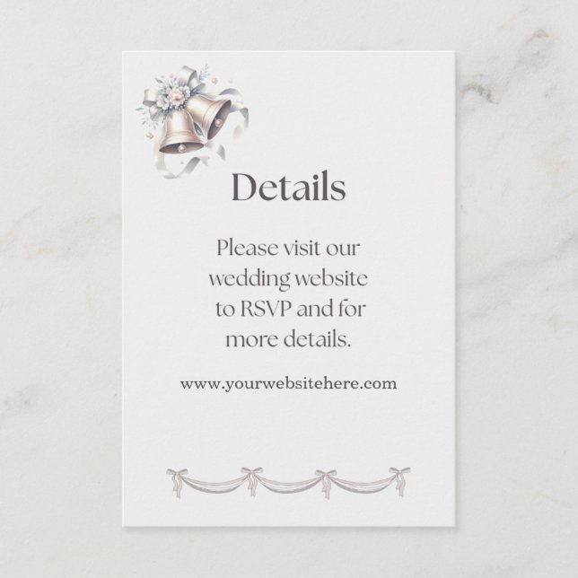 Graue und rosa Glocken Details Einsatz für Einladu Begleitkarte (Vorderseite)