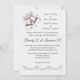 Graue und rosa Glocken Hochzeitseinladung