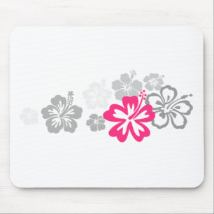 Graue und rosa Hibiskusentwürfe Mousepad