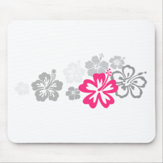 Graue und rosa Hibiskusentwürfe Mousepad