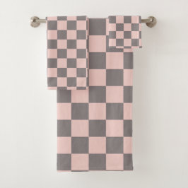 Graue und rosa Karton Badhandtuch Set