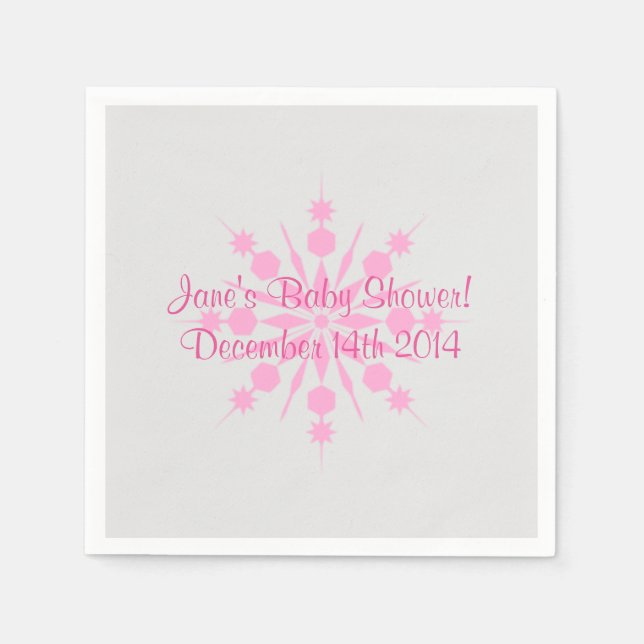 Graue und rosa Schneeflocke Napkins Serviette (Vorderseite)
