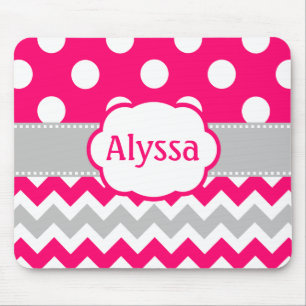 Graue und rosa Zickzack Punkte personalisiert Mousepad