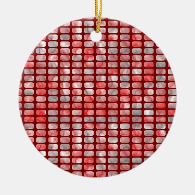 Graue und rote Blöcke Keramik Ornament (Vorne)