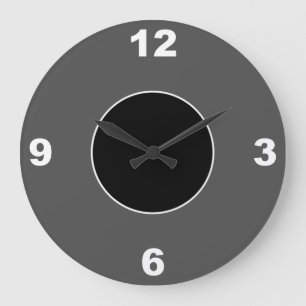 Graue und Schwarz-weiße Nummern Wall Clock Große Wanduhr