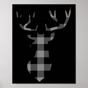 Graue und schwarze Buffalo Karierte Flannel Weihna Poster
