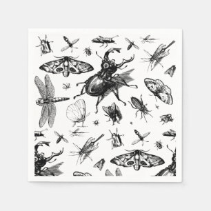 Graue und schwarze Bugs Serviette